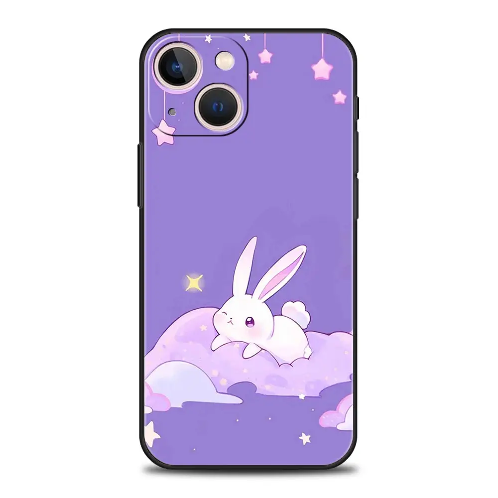 Bonita funda de teléfono de conejo colorido para iPhone 16 13 15 14 12 11 Pro MAX XR X SE XS 7 8 Plus, funda suave de TPU - imagen 5