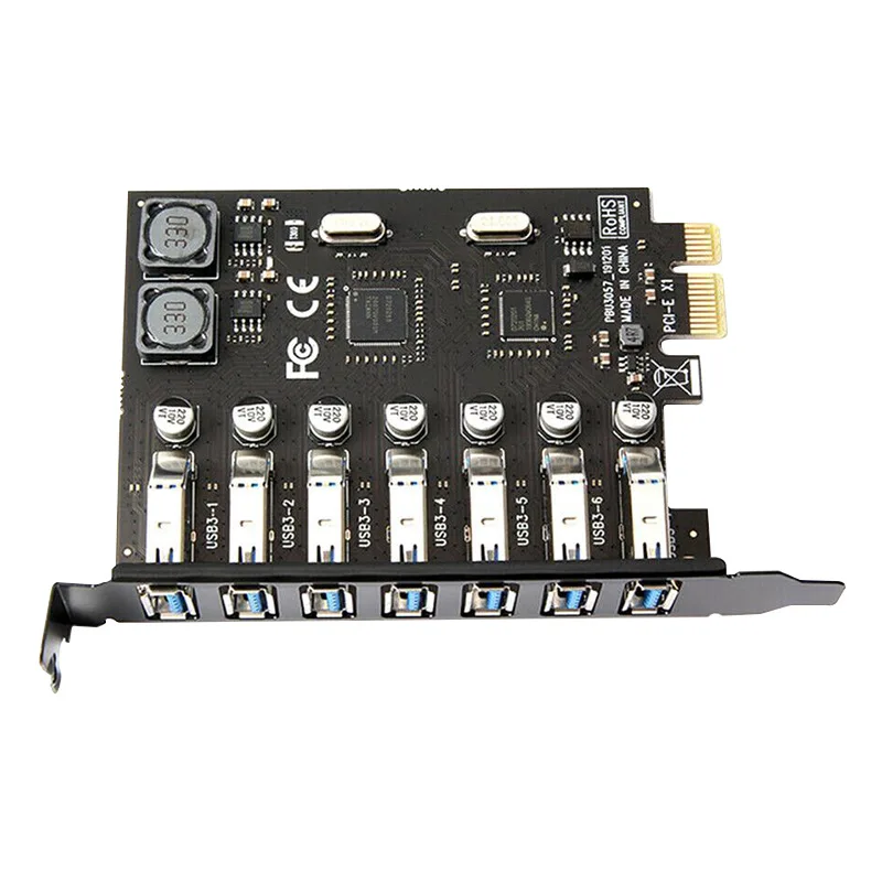Tarjeta de extensión PCIE a USB3.0, adaptador de conversión de 5Gbps, 7 puertos PCI-E, tarjeta de conversión de PC para ordenador de escritorio, sin necesidad de fuente de alimentación extenal - imagen 3