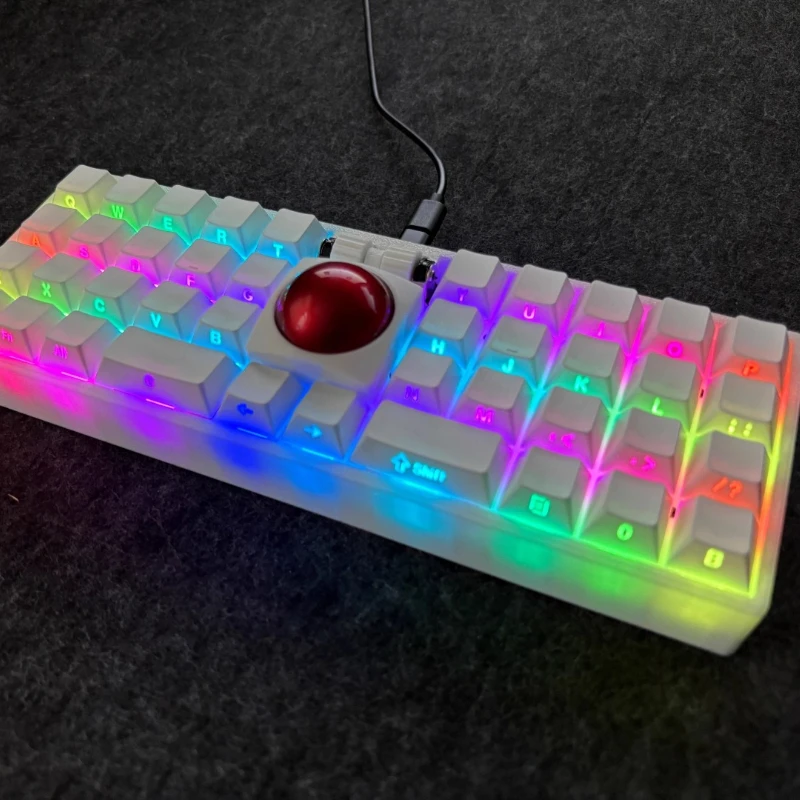 Gran oferta WK 40 BALL Mini Trackball teclado personalizado con cable RGB soporte de intercambio en caliente vía Trackball ratón teclas izquierda y derecha regalo DIY - imagen 5