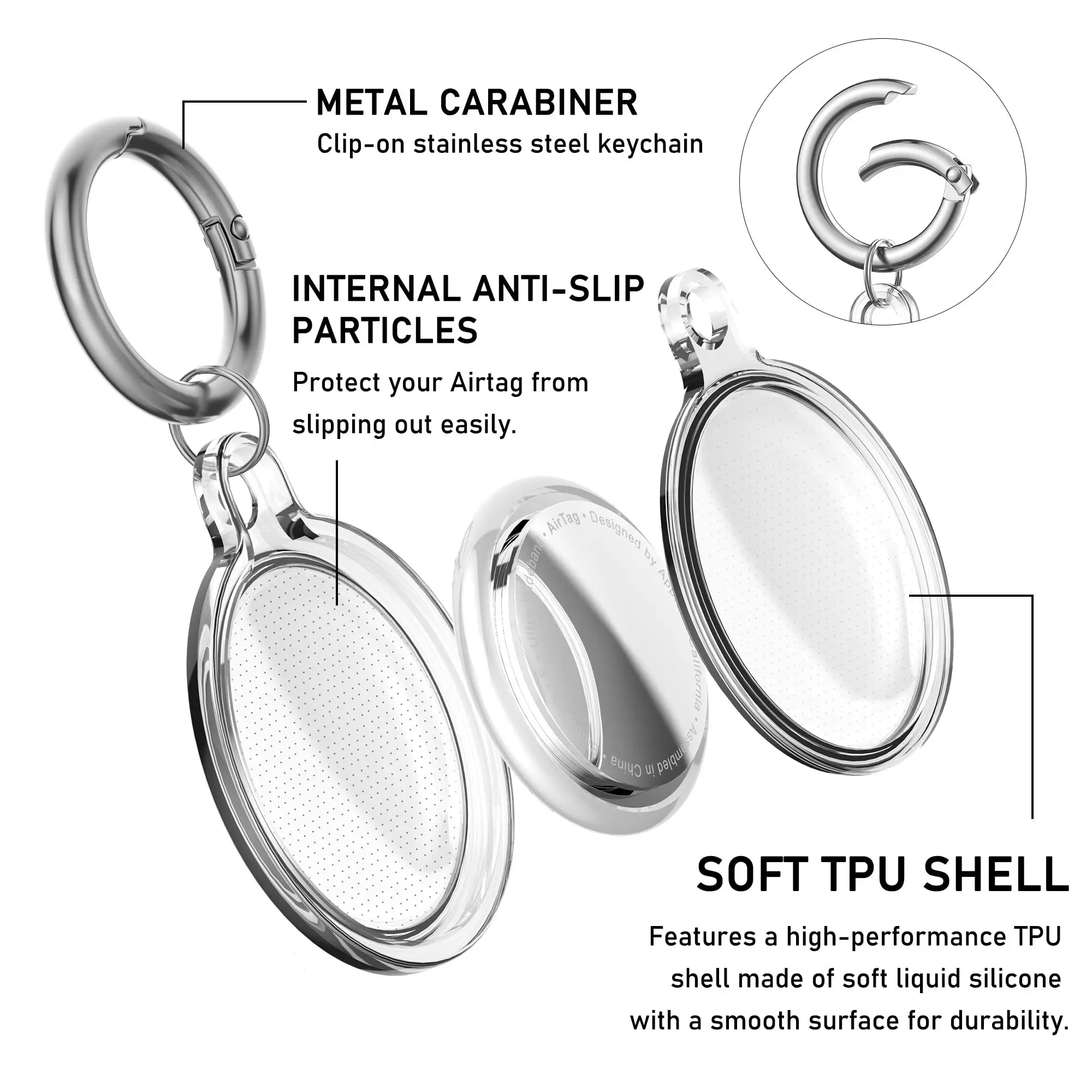 Paquete de 4 para soporte Airtag, funda protectora de silicona impermeable con llavero, cubierta protectora para etiqueta de aire, Collar de perro, llaves de equipaje - imagen 4