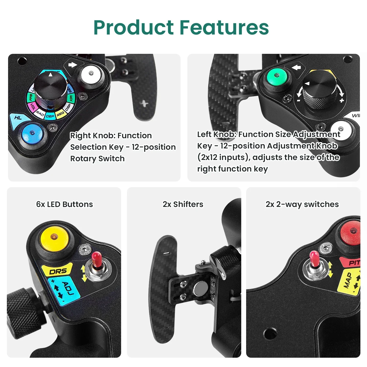 Simracing steering wheel control PC racing wheel  led button  joystick gaming paddle shifter for logitech g29 thrustmaster th8a - imagen 5