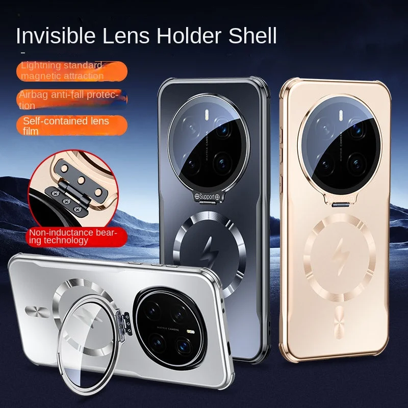 Para Huawei Honor Magic 7 Pro funda dura con soporte magnético lente de carga inalámbrica funda protectora trasera para Magic 7 7PRO Shell