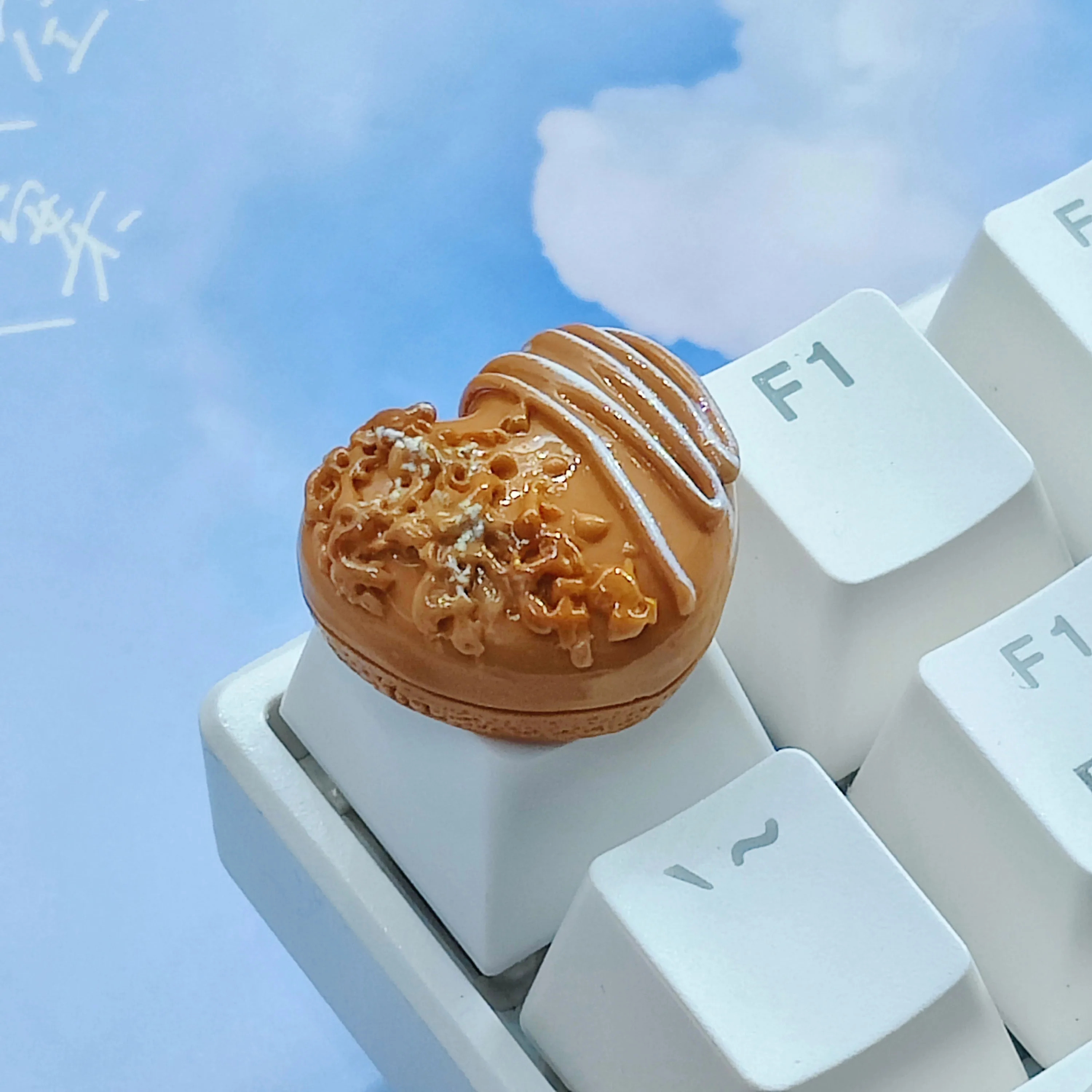 Tapa de tecla de teclado mecánico hecha a mano, personalidad, creatividad, tarta de huevo artesanal, Corgi, pedo, oso, amor, Chocolate - imagen 5