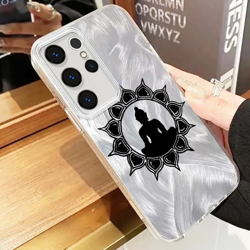 Funda con patrón de Buda artístico para Samsung Galaxy A56 A73 A72 A71 A55 A54 A53 A52 A35 A34 A33 A31 funda de teléfono con textura de plumas - imagen 5