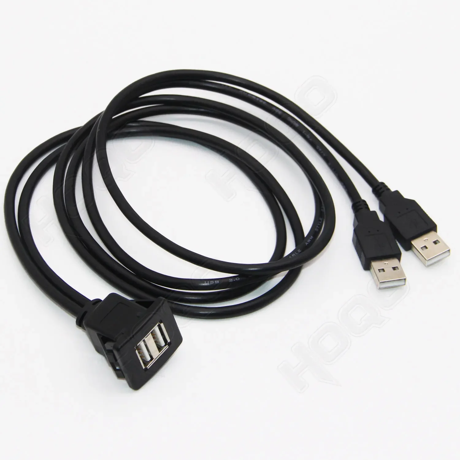 Cable USB doble hembra a macho para Panel de montaje empotrado blindado para coche motocicleta 1m 2m, Cable USB cuadrado para Panel de tablero