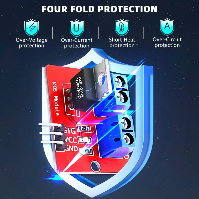 5/10/20 piezas 0-24V botón Mosfet superior IRF520 módulo controlador MOS para Arduino MCU ARM Raspberry Pi - imagen 3