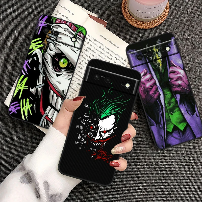 Funda de teléfono de silicona negra a prueba de golpes, carcasa de villana The j-joker con personalidad para Google Pixel 9, 8, 7A, 7, 6A, 6, 5A, 5, 4, 4A, XL, 5G