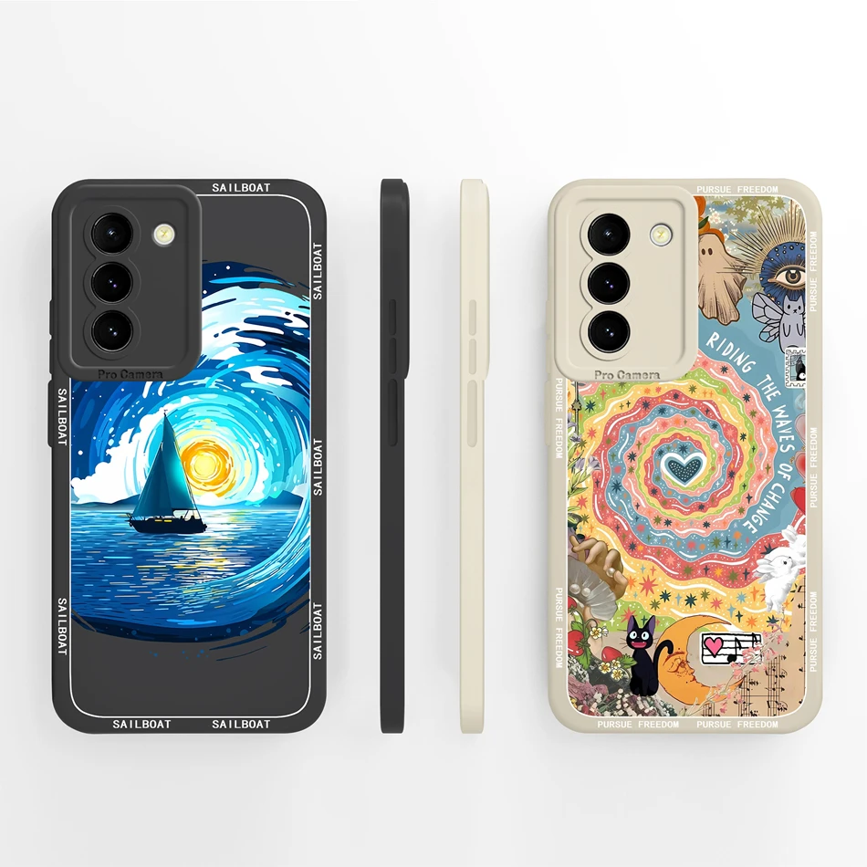 Para Samsung Galaxy S21 Plus Ultra S21FE Funda de teléfono con estampado Floral Funda de protección completa para GalaxyS21 Funda de silicona líquida suave - imagen 5