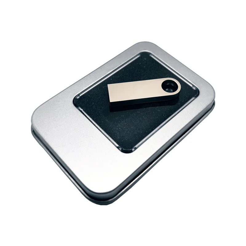 Mini unidad Flash USB 2,0 de Metal con logotipo de estudio personalizado, caja de Metal con ventana transparente, 4GB, 8GB, 16GB, 32GB, 64GB, 128GB - imagen 5