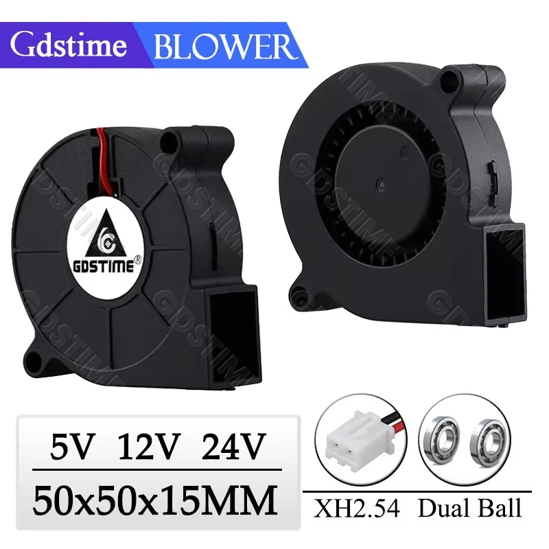 5 uds Gdstime DC 5V 12V 24V 5015 50mm 5cm 50mm x 15mm dos rodamientos de bolas refrigeración sin escobillas 50x50x15mm 50x15mm ventilador de escape