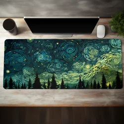 Alfombrilla gaming extendida Starry Night Forest antideslizante