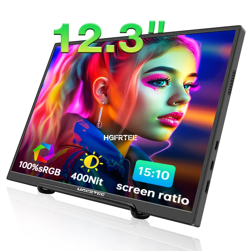 HGFRTEE Monitor portátil de 12,3 pulgadas 3:2 400Cd/m2 100% sRGB segunda pantalla para juegos pantalla extendida para Mac teléfono PS5 Xbox Switch - imagen 2