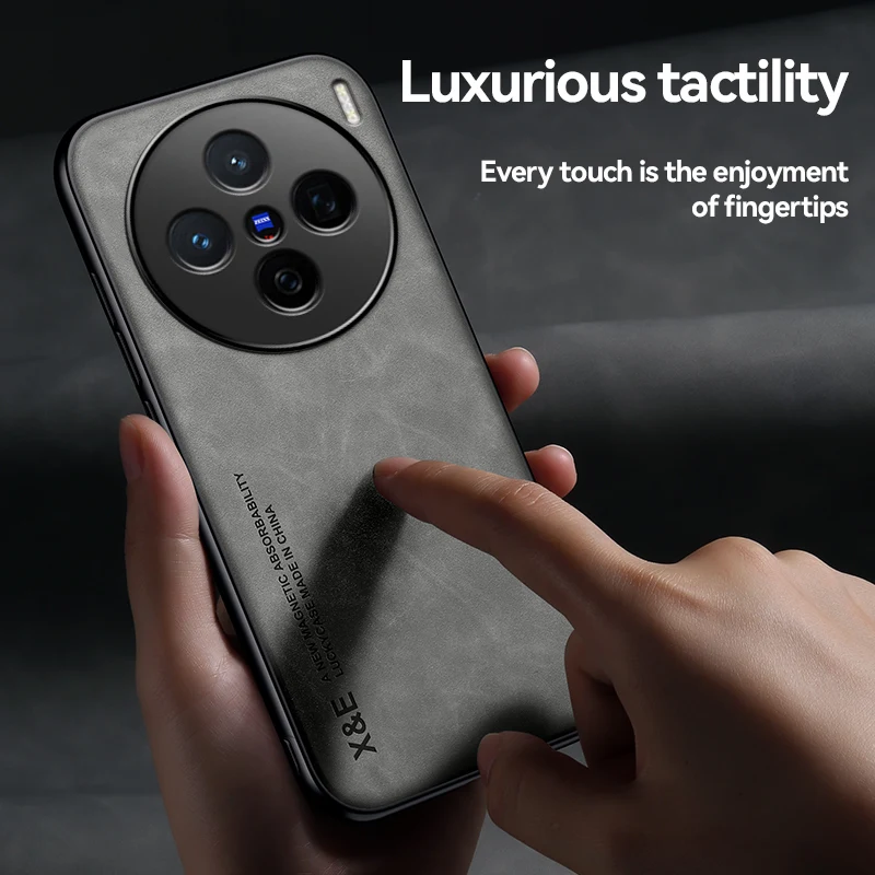 Funda de cuero de lujo para VIVO X200S X200 Pro mini 5G, Funda trasera para teléfono, Funda protectora magnética a prueba de golpes Magsafe - imagen 5