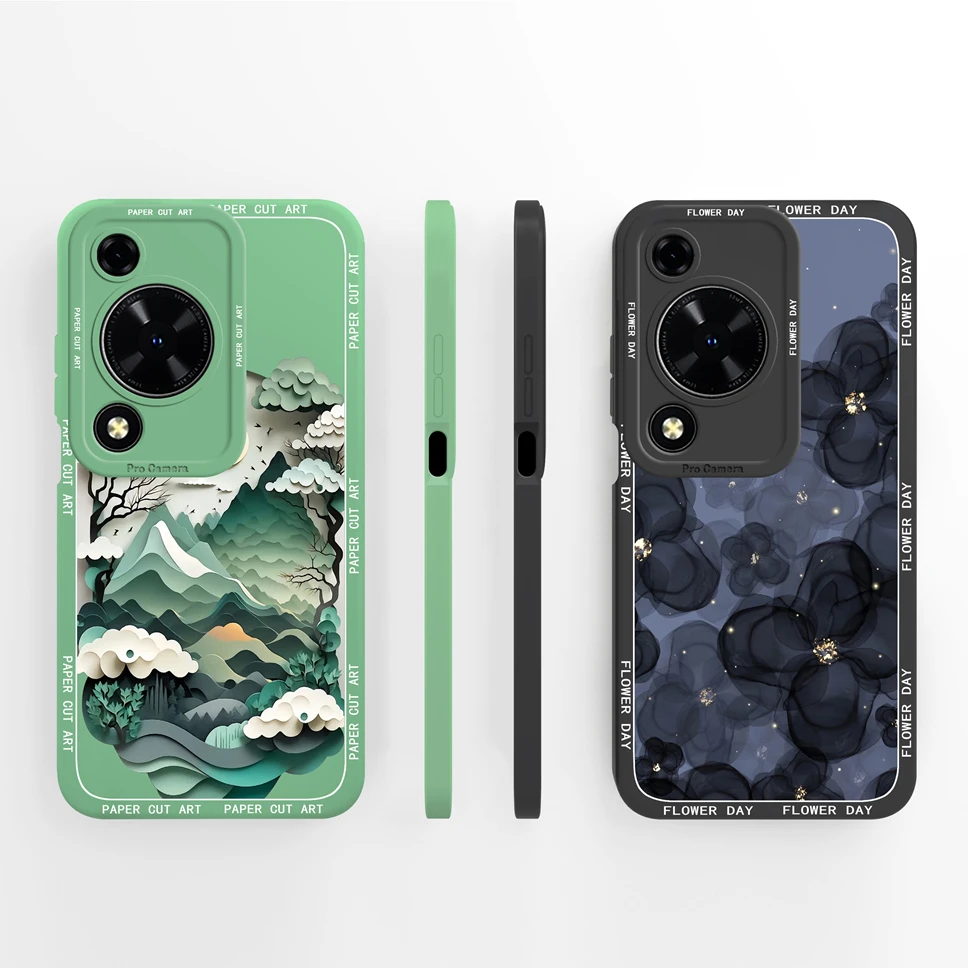 Funda de teléfono para Huawei Enjoy 70 Pro 70X, Funda de silicona líquida suave con patrones de plantas simples para Huawei Enjoy 70Pro, Funda ligera - imagen 4