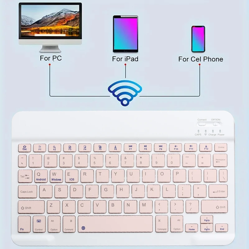 Teclado inglés compatible con Bluetooth de 10 pulgadas para iPad Air Pro, teclado inalámbrico recargable para teléfono, tableta, portátil, Universal - imagen 3