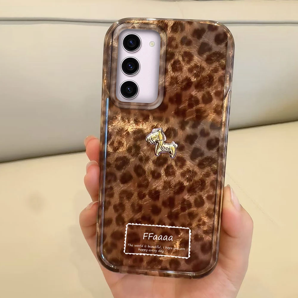 ﻿ ﻿ ﻿ Funda para Teléfono con Diseño de Leopardo Marrón Morado y Pony Dorado para Mujer, Compatible con Samsung Galaxy S23 Plus, S25, S24 Ultra, S22, S20, S21 FE - imagen 2