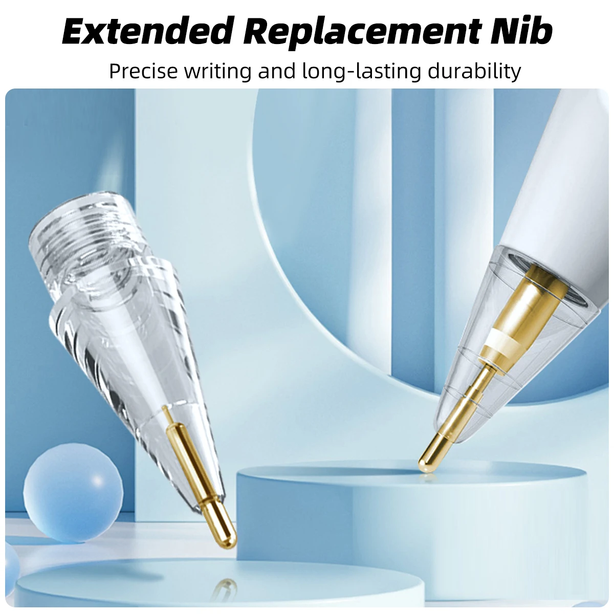 Punta de punta de repuesto extendida antideslizante para Apple Pencil 1ª y 2ª generación, lápiz óptico para ipad, punta de bolígrafo de amortiguación táctil inclinable para 애펜슬 슬 촉 - imagen 5