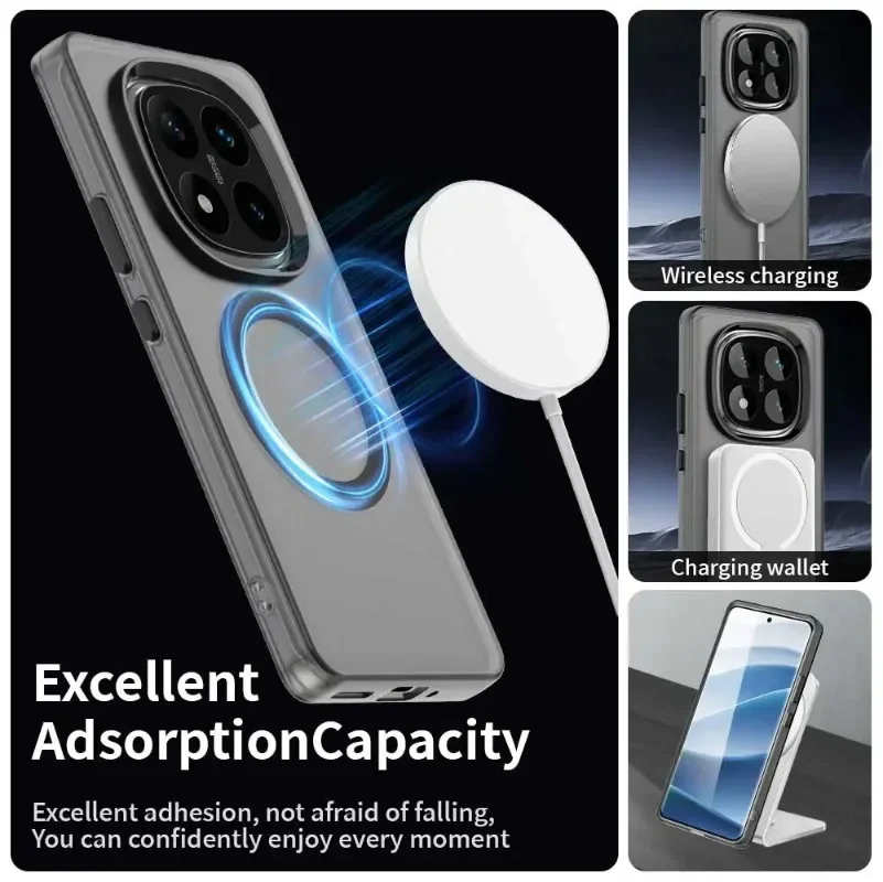 Funda M7pro para Magsafe, funda rígida mate magnética para Xiaomi POCO M7 Pro 5G M7pro Candy translúcido PC + parachoques TPU a prueba de golpes - imagen 2