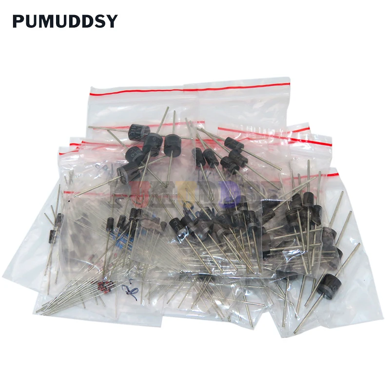 255 Uds. Kit surtido de diodos Schottky rectificador de conmutación rápida 1N4001 1N4004 1N4007 1N5408 UF4007 FR307 1N5819 1N5822 6A10 10A10
