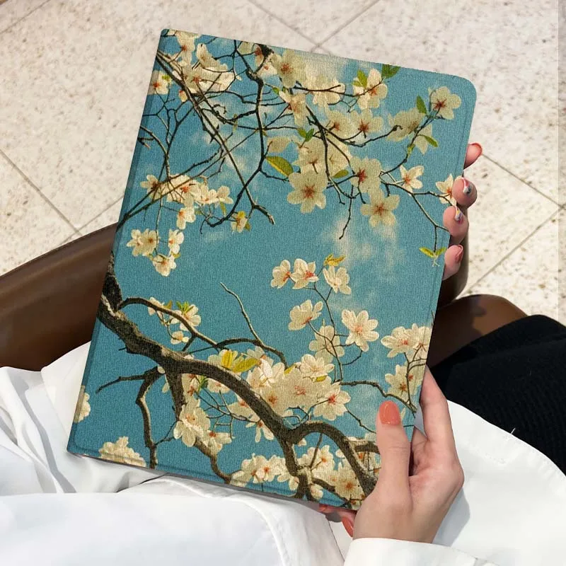 Diseño artístico pintura al óleo de flores para Xiaomi Redmi Mi Pad 2 4 5 6 6s 7 8 11 12,5 12,4 11,2 8,7 SE Pro Plus Max funda para tableta