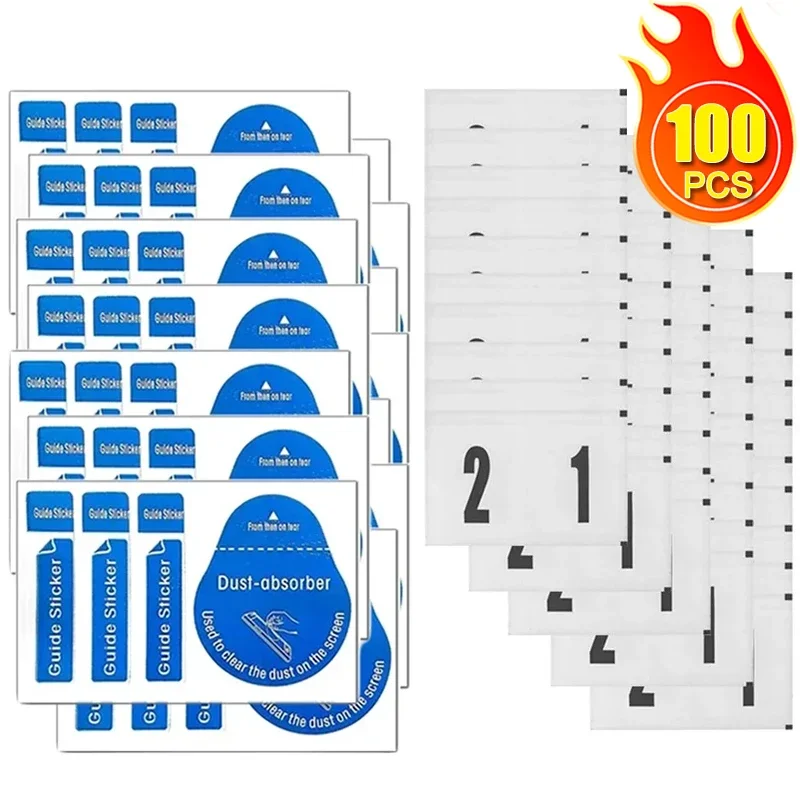 Toallitas adhesivas guía, paño de pantalla de papel seco y húmedo, Kit de limpieza de polvo, lente de cámara de teléfono, limpiador absorbente de polvo de vidrio templado