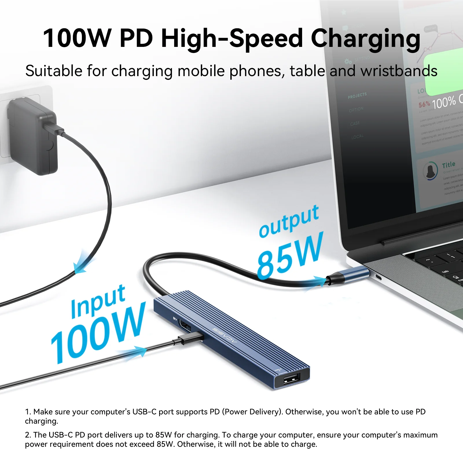 Acasis 8 en 1 USB-C Hub 10Gbps estación de acoplamiento 4K 60HZ DP salida TF/SD 3,0 PD 100W para teclado ratón impresora todo en uno Hub - imagen 5