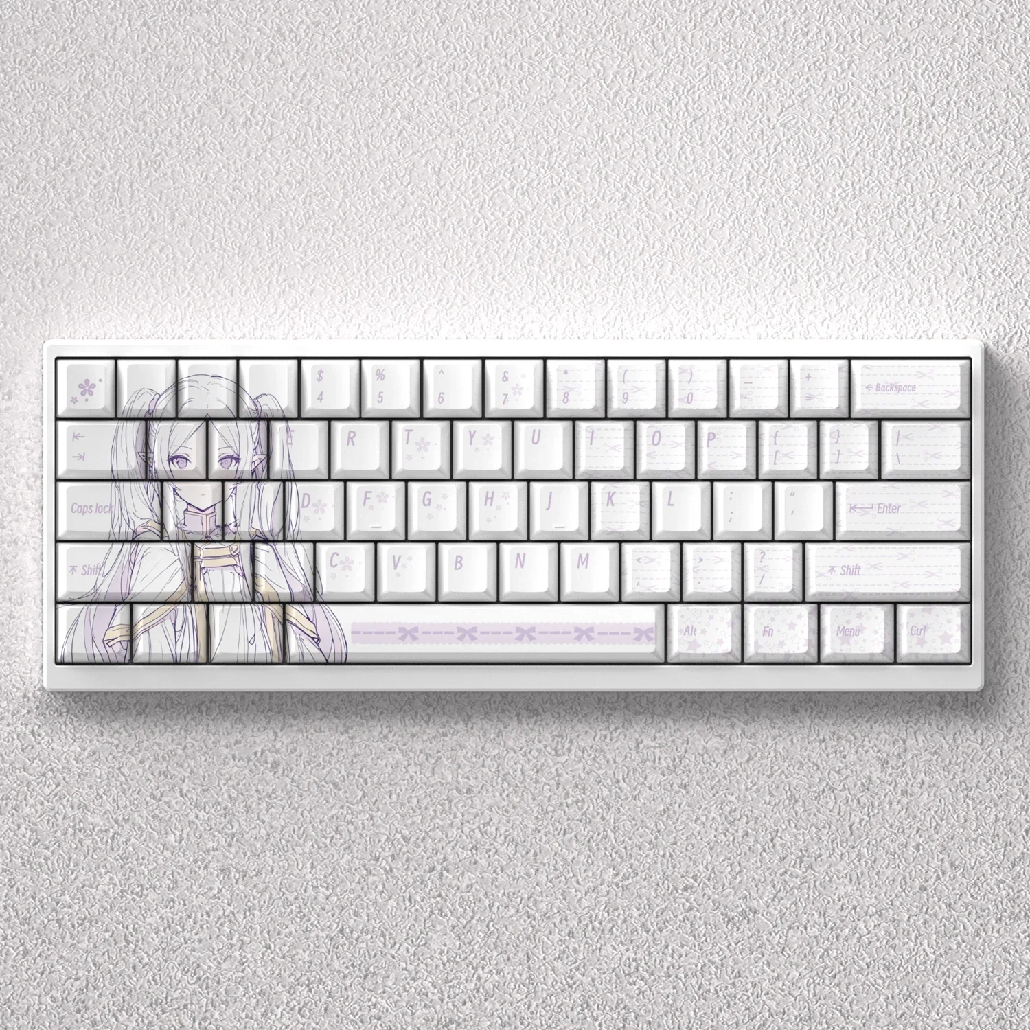 Teclas de 73 teclas Frieren PBT Dye Sub Cherry Blue Anime Comic White para teclado mecánico 60% 65% 68% GK61 Anne Pro2 Akko Fun60 - imagen 3