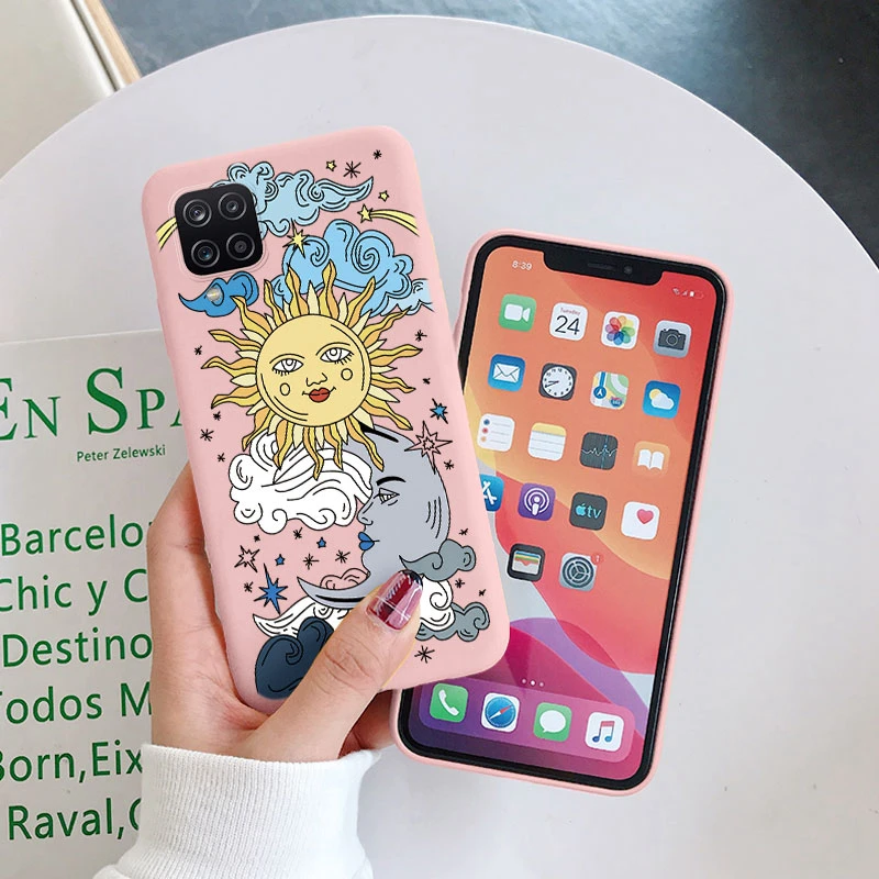 Funda de silicona para Samsung Galaxy A12 5G M12 F12, carcasa con patrón de flores rosas, TPU, dibujo de gato pintado, funda trasera para Samsung A 12 - imagen 5