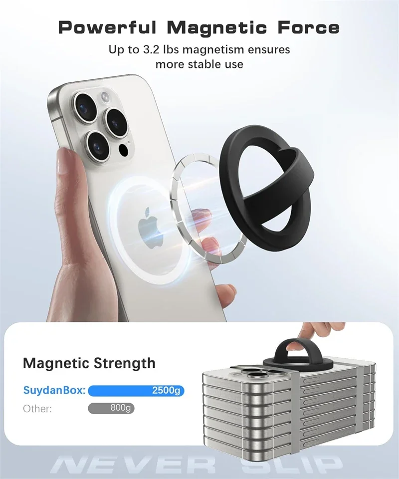 Anillo de teléfono con correa de dedo suave de silicona magnética con agarre de una mano para Magsafe IPhone pulsera de muñeca Universal accesorios de amuleto para teléfono - imagen 2