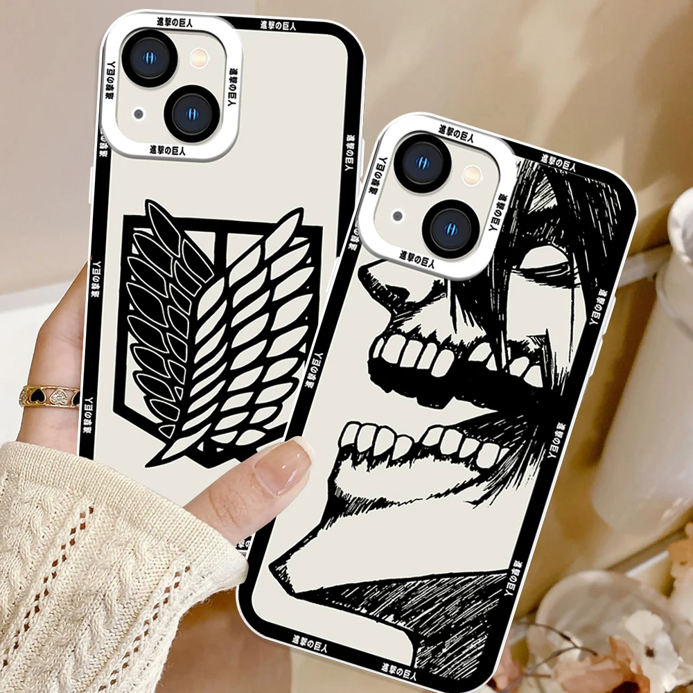 Logotipo de Anime Attack on Titan para Apple iPhone, 15, 14, 13, 12, 11, XS, XR, X Pro MAX, 8, 7 Plus, SE, Ojos de Ángel, funda transparente para teléfono - imagen 3