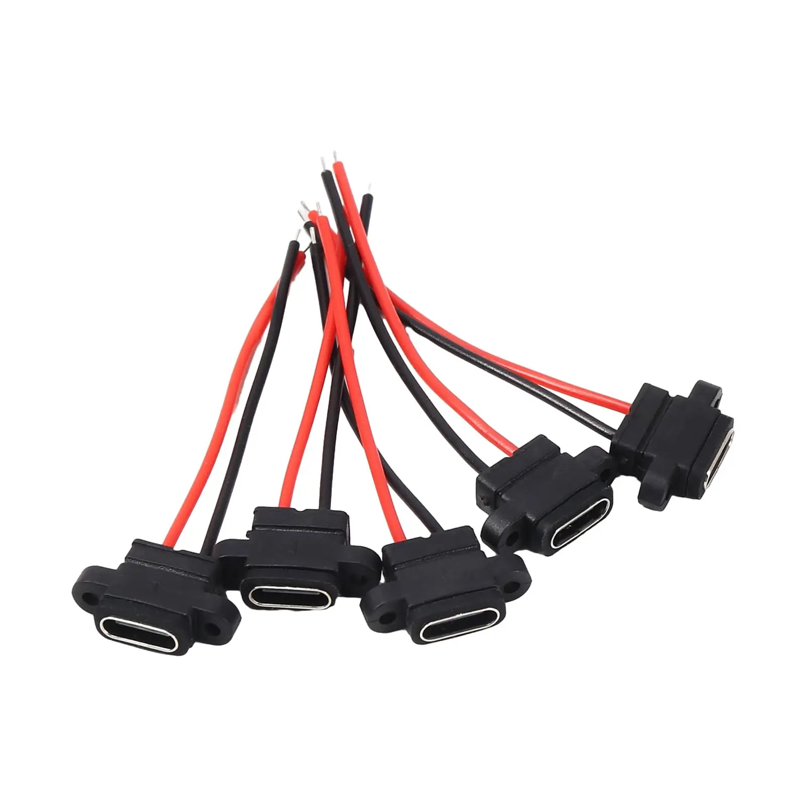 5/10/15 Uds. Chasis hembra tipo C negro plano conector hembra tipo C de 2 pines puerto de carga hembra enchufe de cargador de USB-C 3A - imagen 5