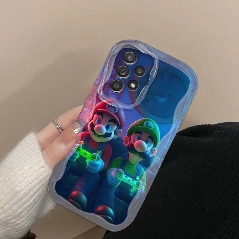 M-Marios Cool noctilucente para Samsung A73 A72 A71 A56 A55 A54 A53 A52 A51 A32 A36 A26 A25 A13 A14 5G funda de teléfono de aceite ondulado - imagen 3
