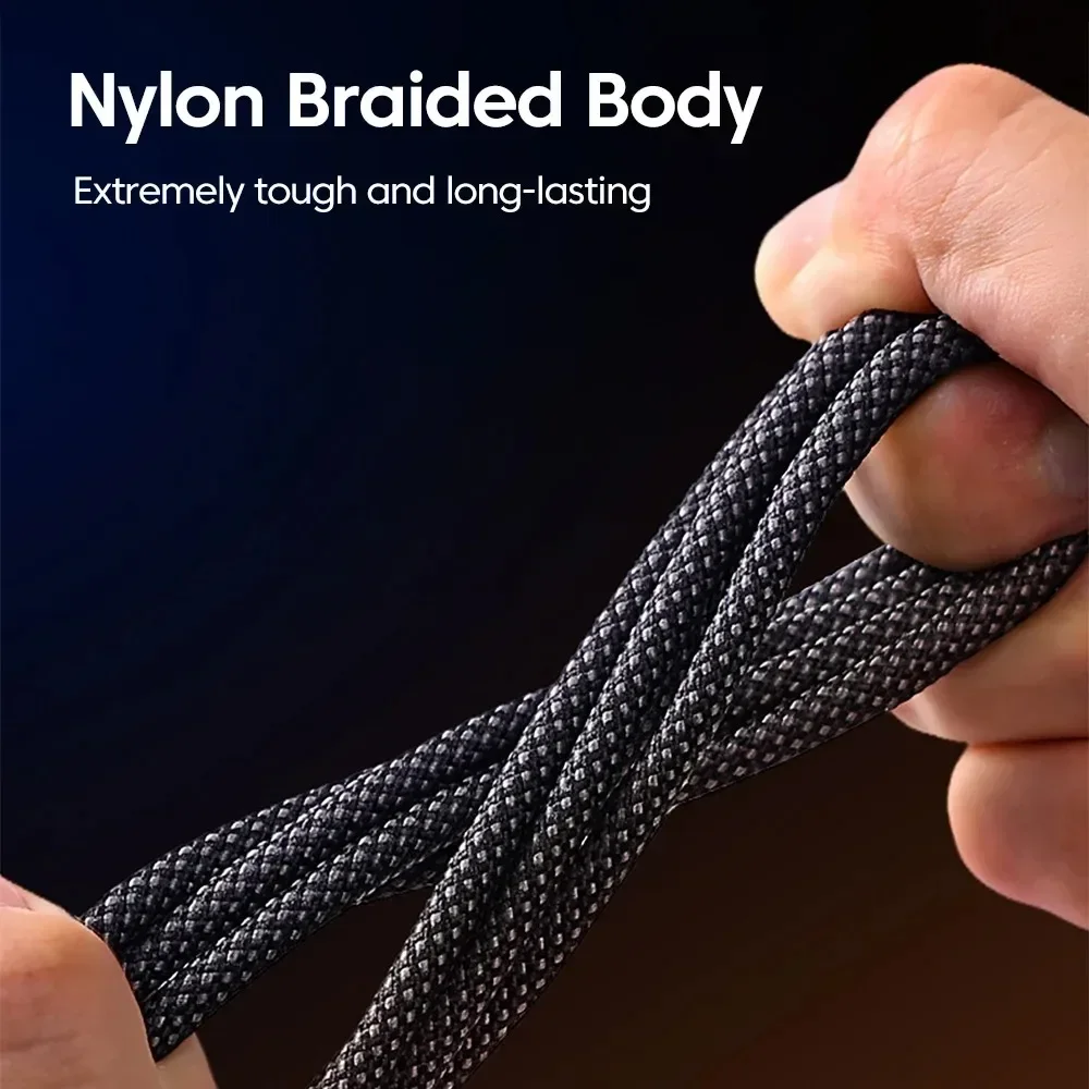 Cable de datos de carga rápida con pantalla LED de nailon QC3.0 USB-A a tipo C de 240W para Samsung Xiaomi Huawei OPPO Honor Cable cargador USB C - imagen 3