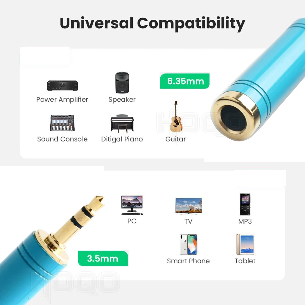 Adaptador de Audio chapado en oro TRS 1/8 pulgadas a 1/4 pulgadas TRS 3,5mm a 6,3mm hembra Mono Jack estéreo Hifi Mic conector de Audio - imagen 3