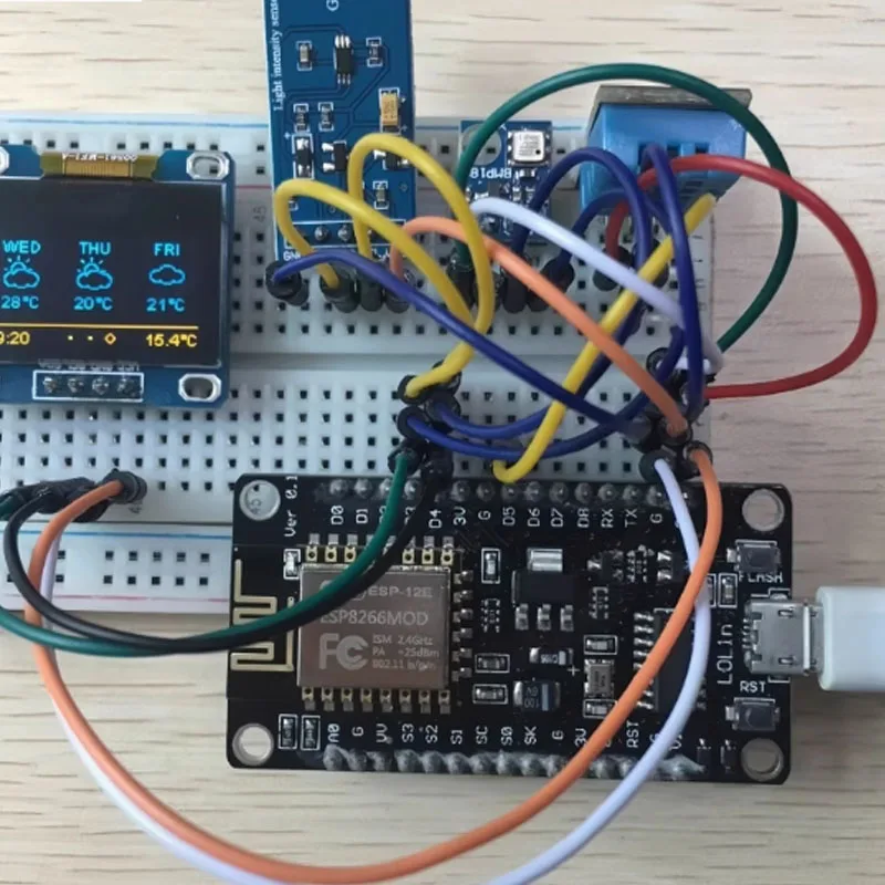 Kit de estación meteorológica ESP8266, Sensor de presión BMP180 ambiental y de humedad, KIT ESP8266, kit diy 8266 - imagen 4