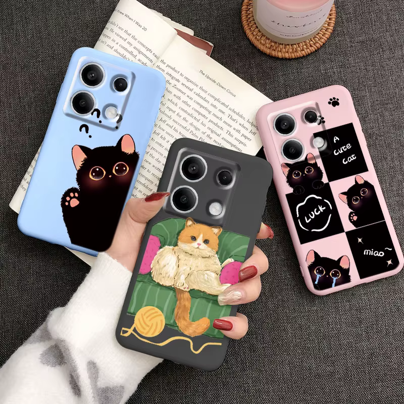 Funda de dibujos animados para Redmi 13C 4G 5G 13R Note 13 Pro Redmi13 Note13R Poco C65 M6 Pro X6 PocoM6 funda de gato lindo parachoques suave pareja - imagen 3