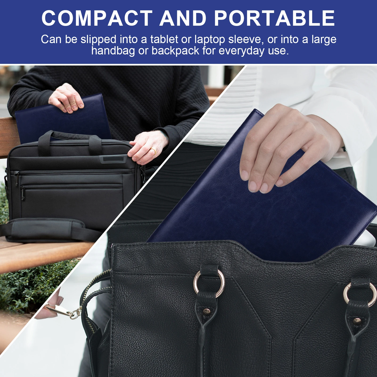 Carpeta portapapeles A4 con Bloc de notas, bolsa para archivos de documentos, Bloc de notas multicapa de gran capacidad para reuniones de negocios y viajes - imagen 3