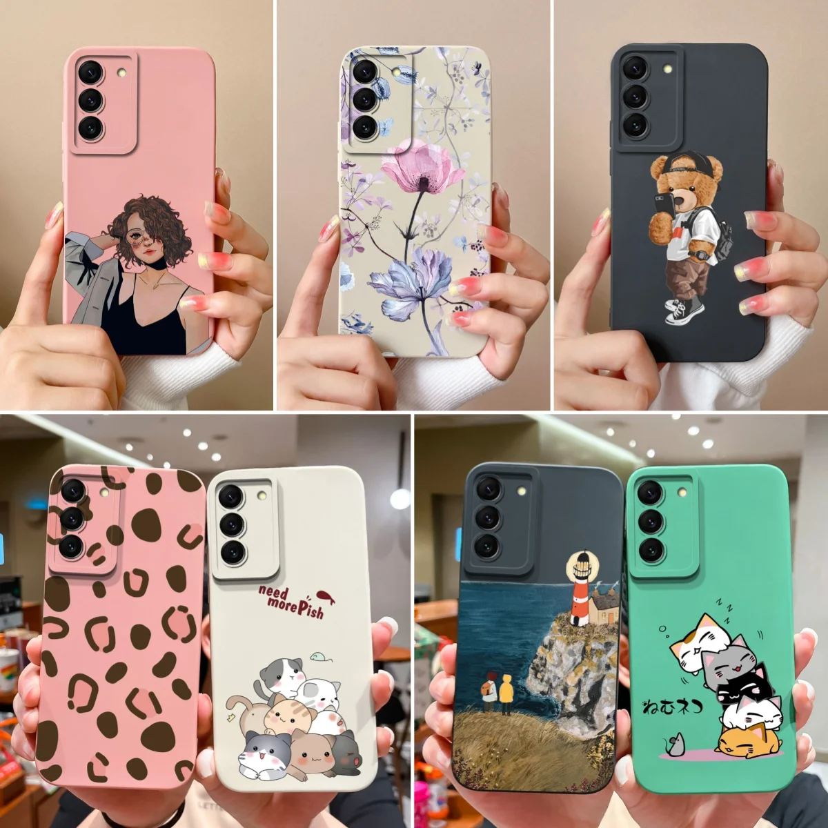 Para Samsung Galaxy S22 Ultra Plus Funda de teléfono Linda carcasa de cobertura completa de silicona líquida para Samsung S 22 S22Ultra S22 + Funda Coque