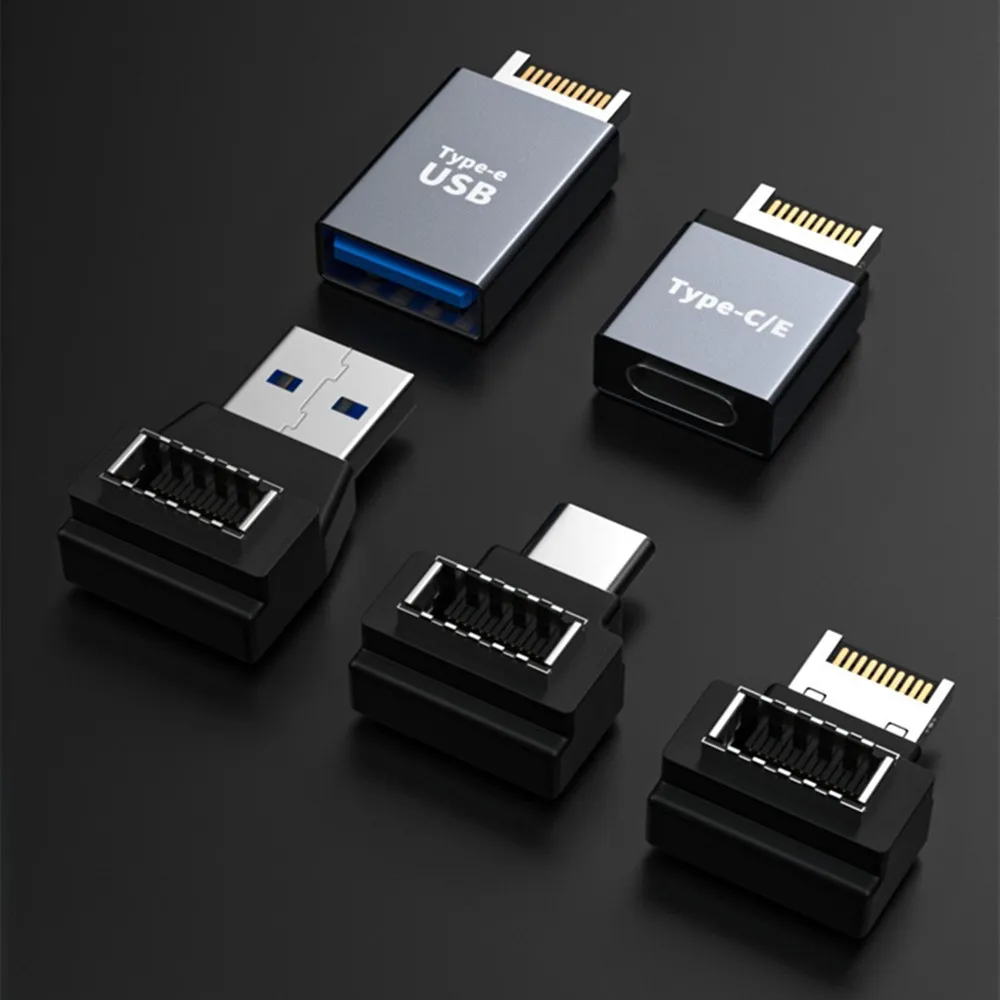 USB 3,1 cabezal de Panel frontal USB tipo e a tipo c hembra macho Cable adaptador 90 grados usb c a usb e a usb 3,0 A conector hembra