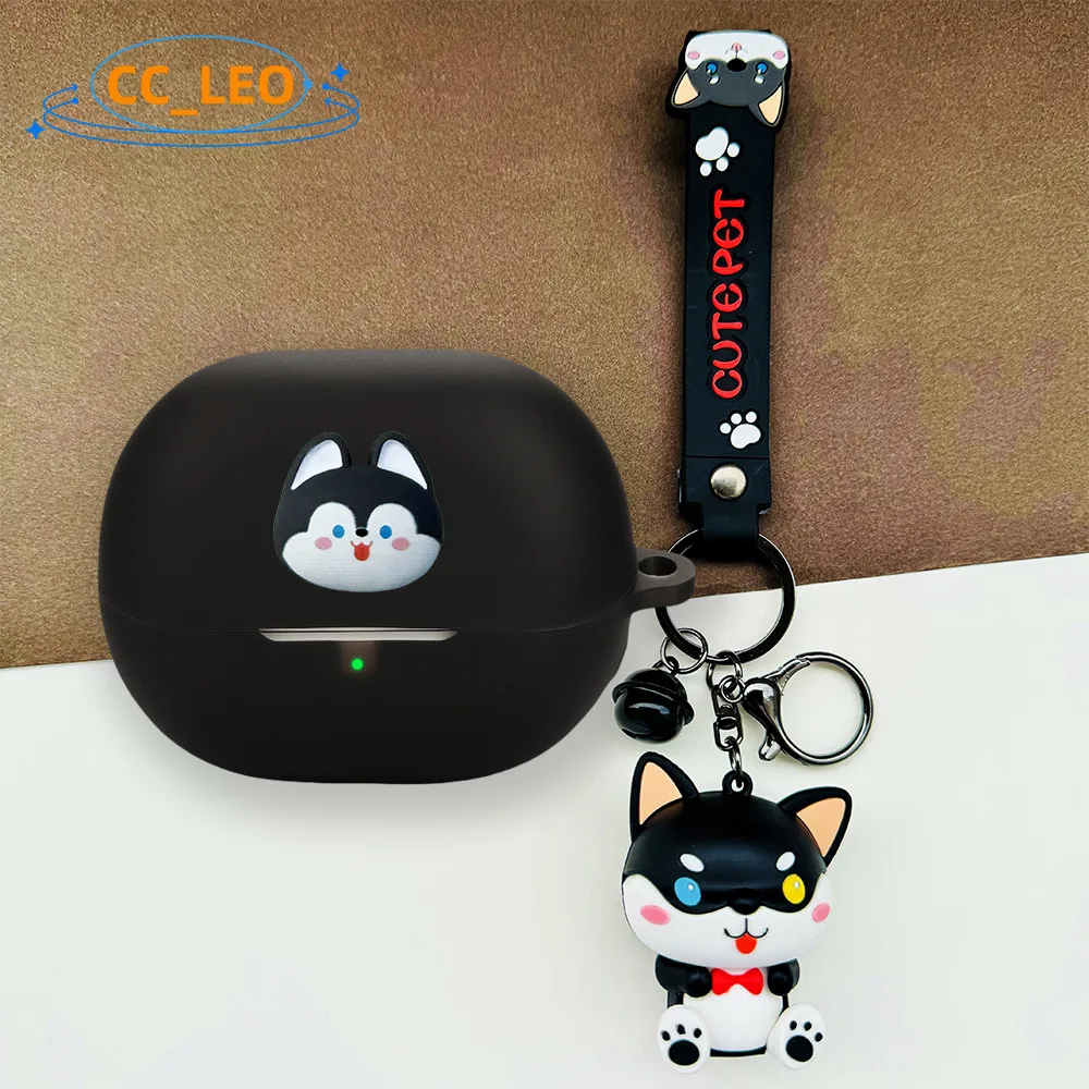 Funda blanda de silicona con dibujos animados para SoundPeats Air5 Pro, llavero con colgante de oso tostado, funda protectora SoundPeats Air5 Pro - imagen 2