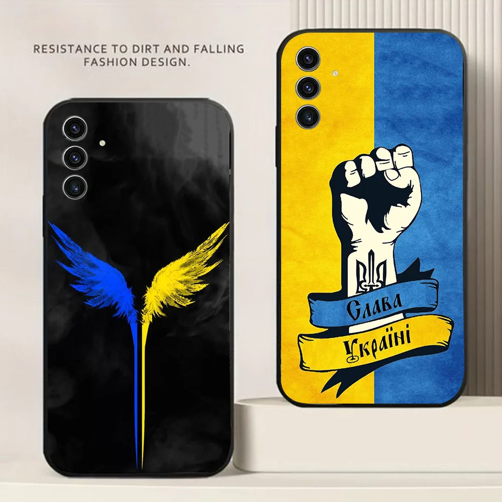 BD-65 bandera de Ucrania mapa soldado funda negra para Samsung A55 A16 A15 A25 A35 M35 M15 A24 M55 A26 A05S A56 A36 Quantum 2 - imagen 4