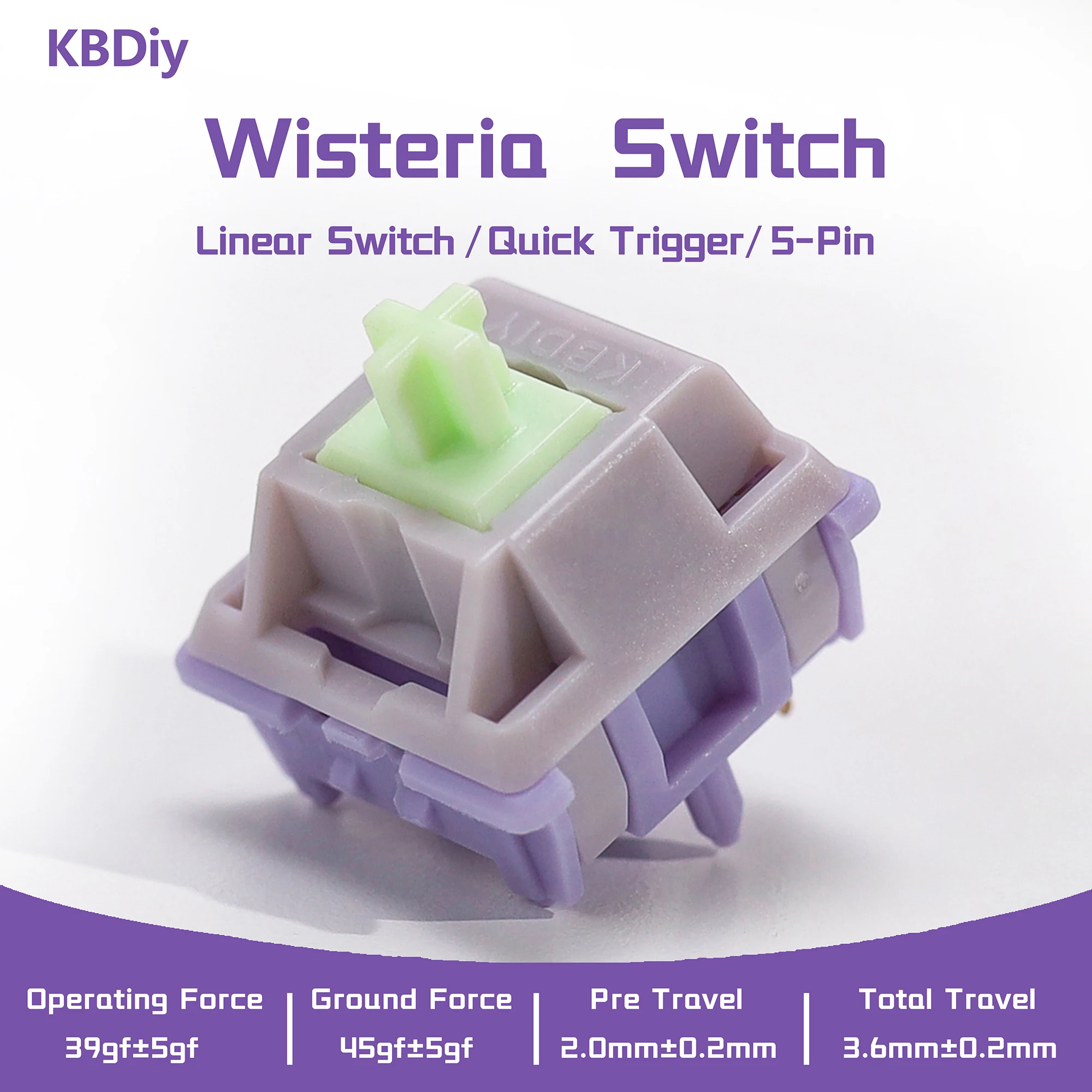 35 piezas KBDiy interruptores de glicina lineal prelubricado 5 pines 39gf juego de teclado de interruptor cremoso para DIY 60 teclados mecánicos para jugar