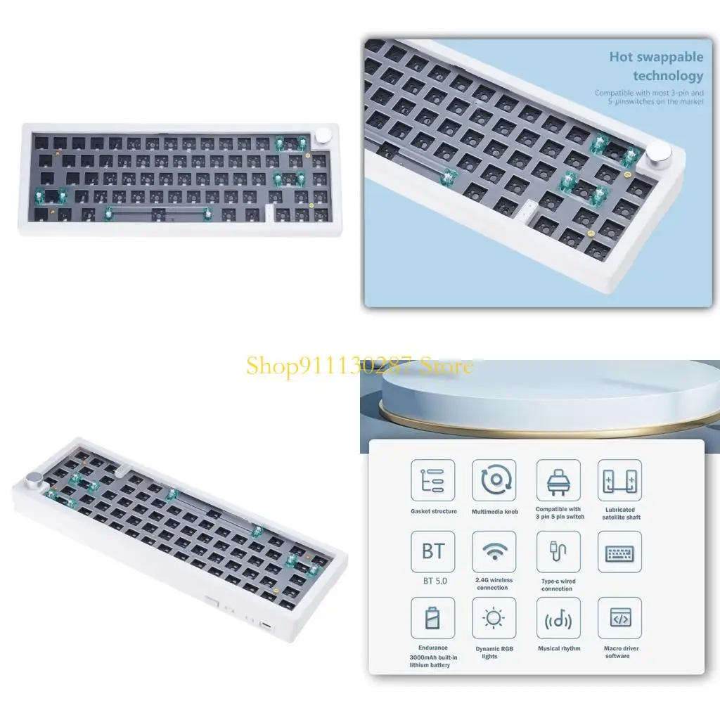 J1HC GMK67 65% Junta 2.4G teclado retroiluminación rgb inalámbrica inalámbrica