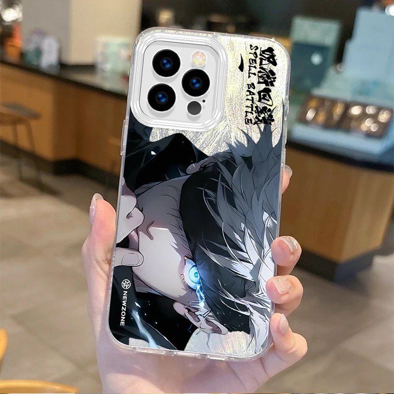 Funda de teléfono de Anime Jujutsu Kaisen Satoru Gojo Gradient para iPhone 16, 15, 14, 13, 12, 11, 8, 7, 6 Pro Max Plus, XS, XR, cubierta dura a prueba de golpes - imagen 3