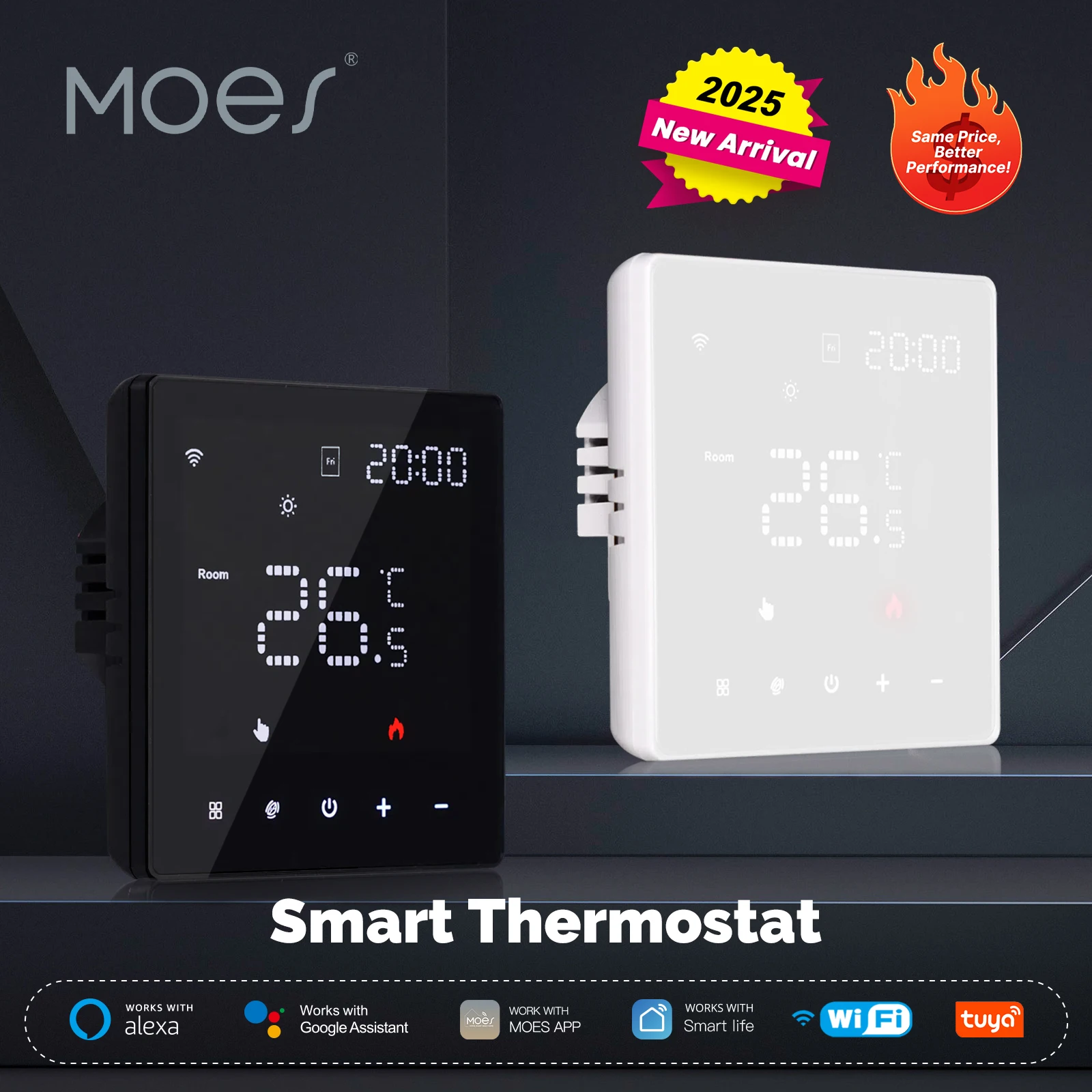 MOES-termostato inteligente Tuya WiFi, controlador de temperatura programable, calefacción eléctrica de agua, caldera de Gas, funciona con Alexa y Google Hom