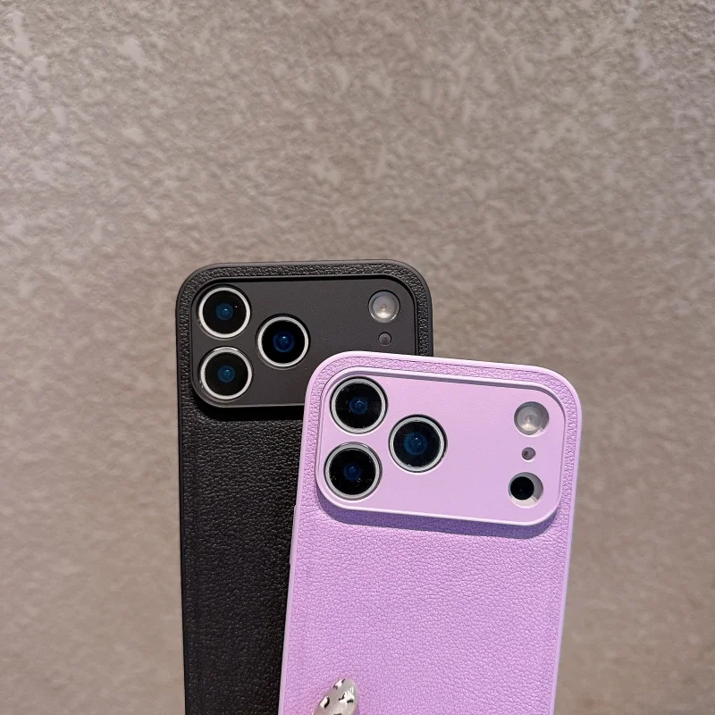 Lichee PU Funda de cuero mate IPhone 17 Pro Max 16E 15 14 13 Promax Color sólido a prueba de golpes cubierta suave para Iphone Air - imagen 4