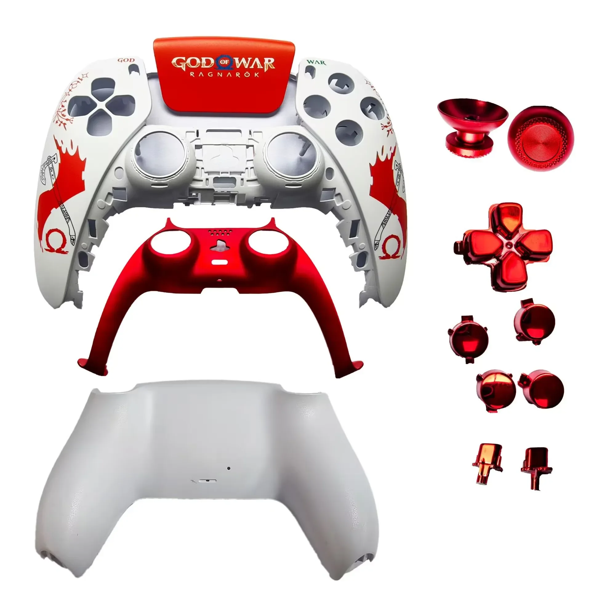God of War limitado para controlador PS5, carcasa para panel táctil, cubierta de mando, placas delanteras y traseras de repuesto, funda con mango para BDM010-050