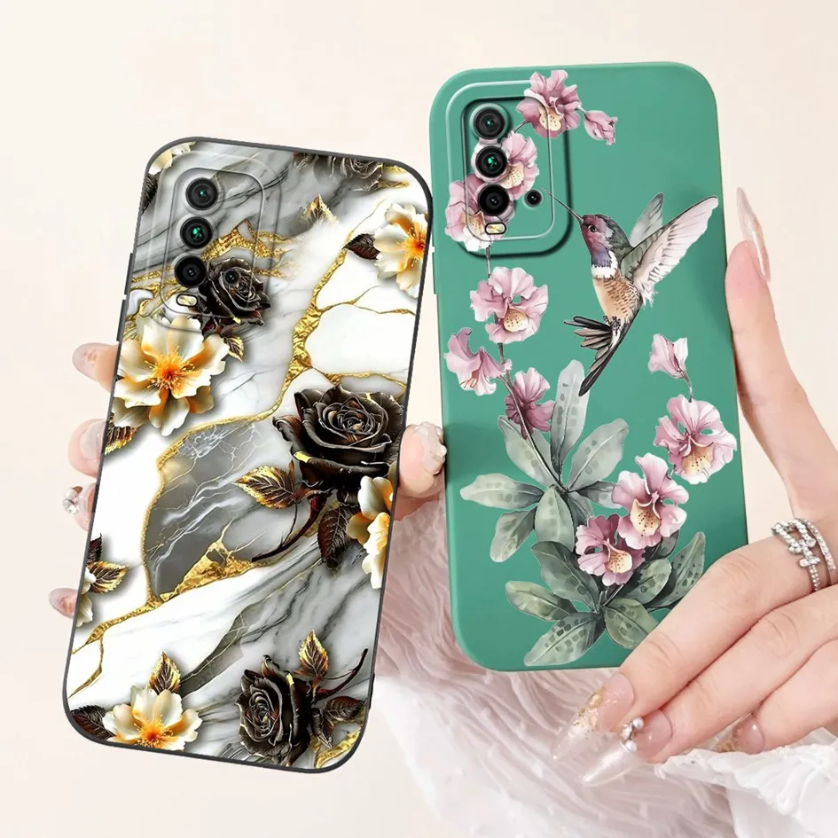 Para Xiaomi Redmi 9T Funda J19S Funda Popular flor suave caramelo silicona a prueba de golpes TPU Funda de teléfono para Redmi 9 Power Redmi9T Funda