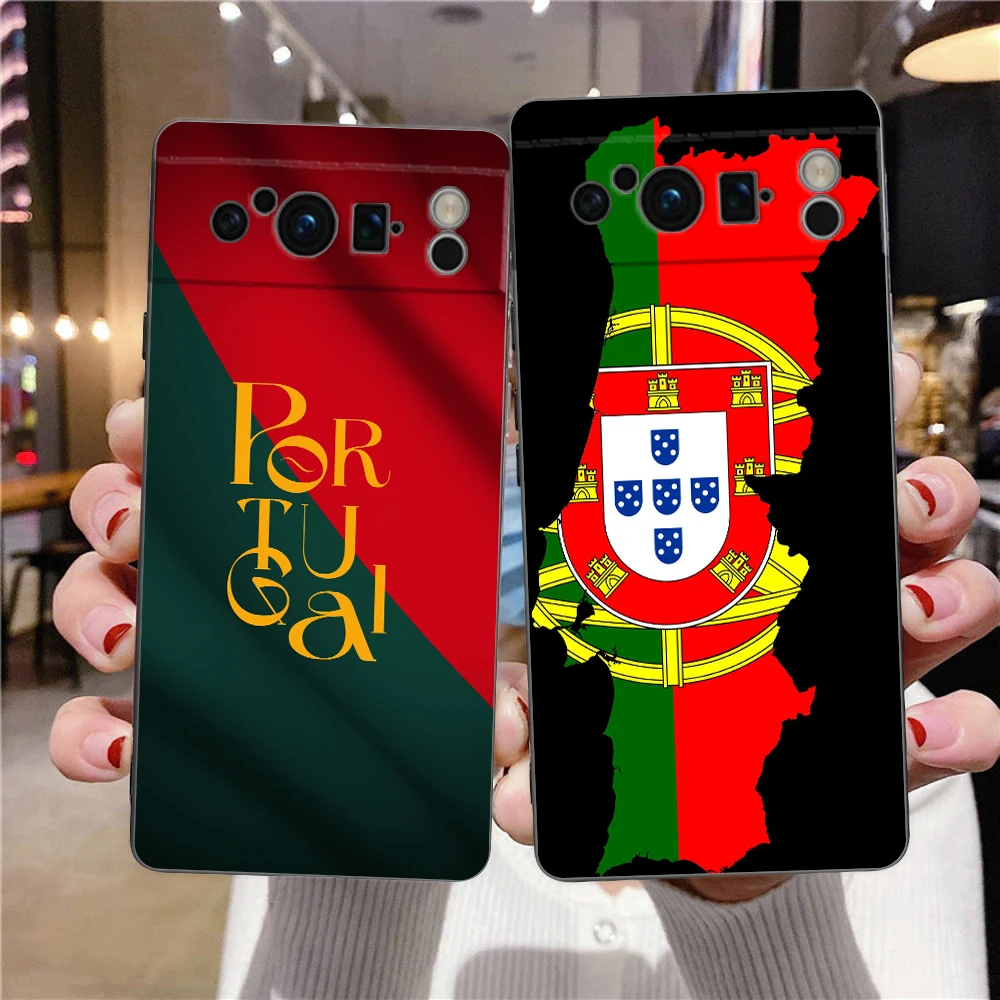 Funda de Teléfono de Lujo para Google Pixel 10 9 8 9A 8A 7 7A 6 Pro XL 6A 5G, Negra, Suave, de TPU, Portugal