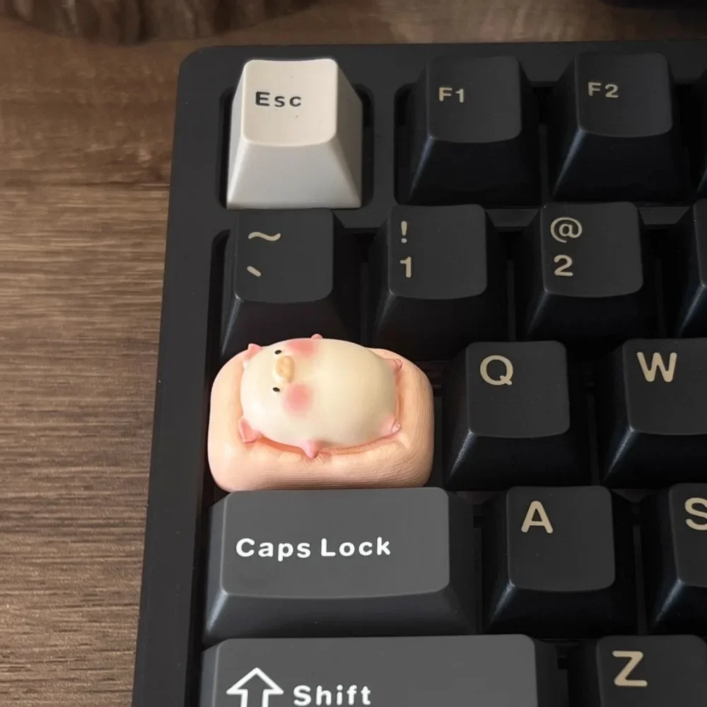 Tapa de teclado Piggy plana con personalidad personalizada, bonita tapa de teclado de resina rosa para accesorios de teclado mecánico, regalo de cinta Cherry Mx1.5U - imagen 4